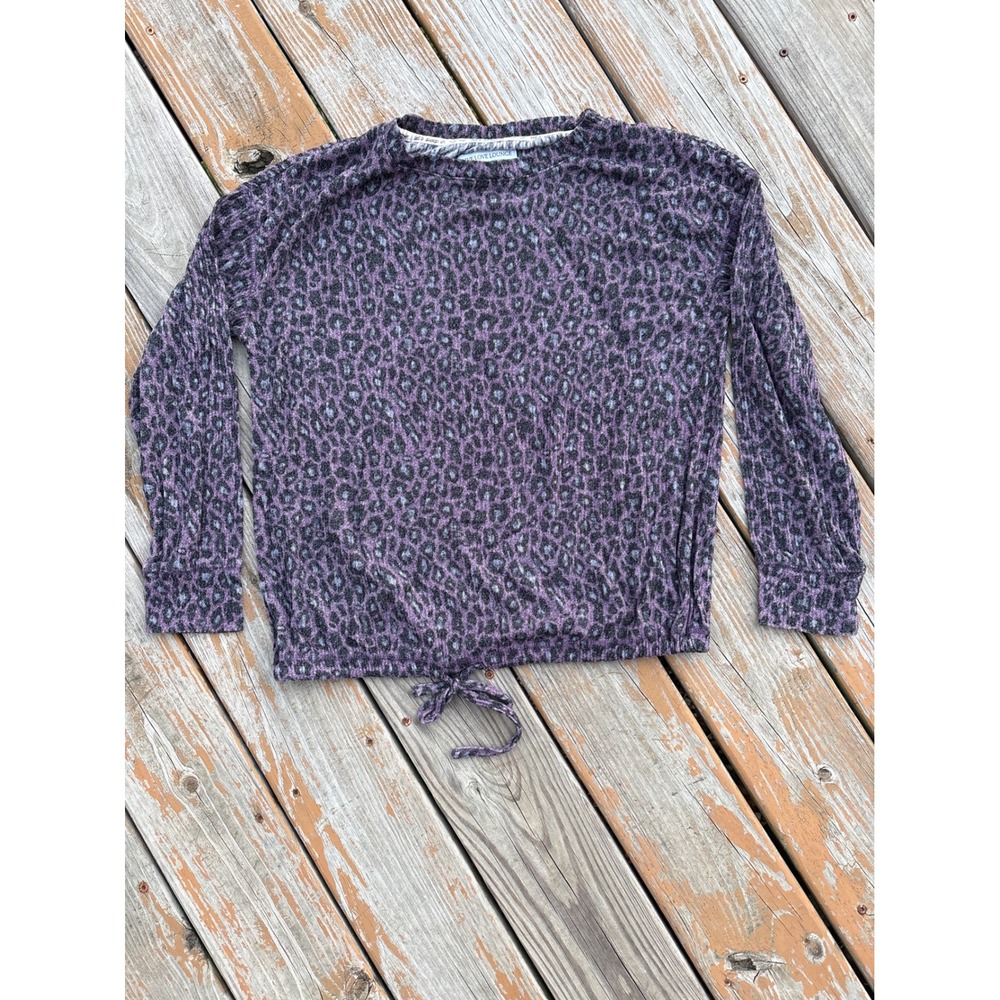 Live Love Lounge Karen Neuburger Purple Leopard Print Pajama Top Medium SOFT